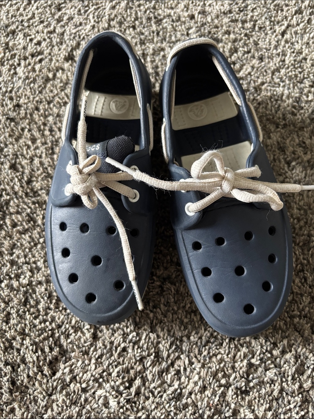 CROCS Kids Navy Blue with Cream Laces